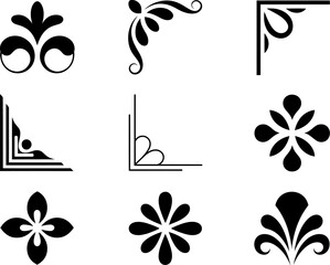 Poster - Vector floral design elements decorative ornaments borders corners flourishes clip art illustration set editable stock vector illustration