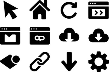 Fototapete - Vector ui icons user interface design elements for website and mobile app development black and white set editable stock vector illustration