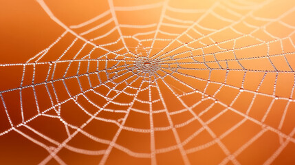 Serene image of spider web adorned with tiny droplets, capturing nature beauty