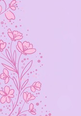 Poster - Delicate Pink Floral Border - Elegant pink floral design on a lavender background, perfect for invitations, cards, or websites. Simple, pretty, and versatile