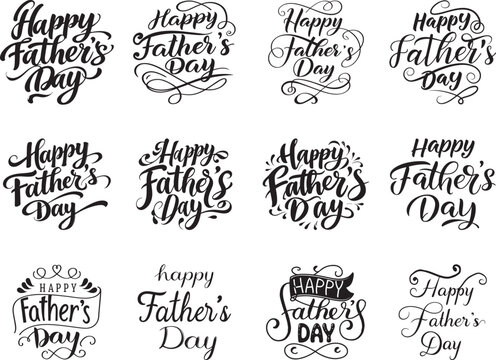 Happy Father's Day typography design silhouette vector illustration.