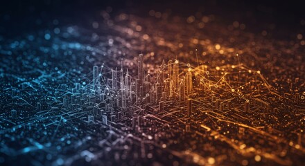 Poster - Cityscape: A Generative AI Vision - Futuristic urban landscape, interconnected nodes, technological advancement, data flow, global network. Symbolizing progress, innovation, connectivity