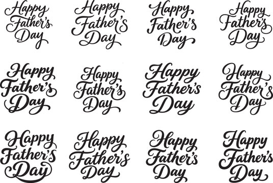 Happy Father's Day typography design silhouette vector illustration.