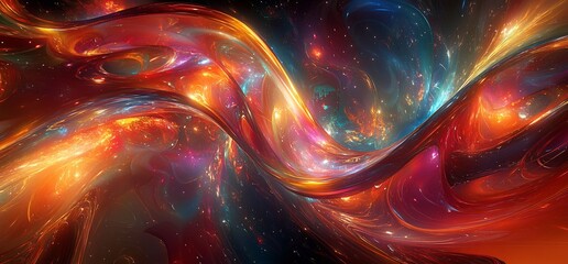 Leinwandbilder - Abstract cosmic flow of vibrant colors and luminous energy across space
