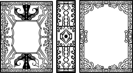 Leinwandbilder - book cover with vintage ornaments front middle and back