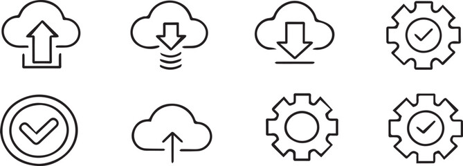 Fototapete - Update Sync and Version Control Icons in Line Style