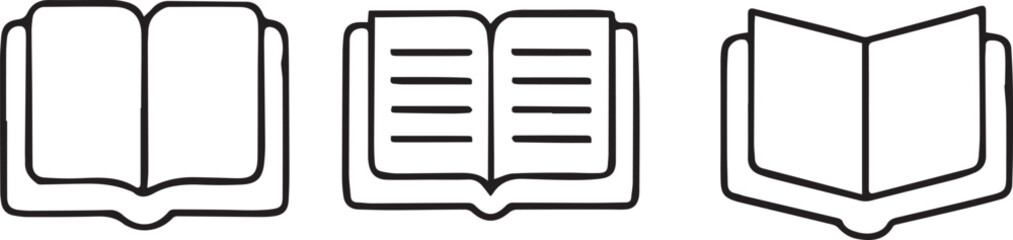 Fototapete - Books Icon in Minimal Black Stroke Style for Literature and Education