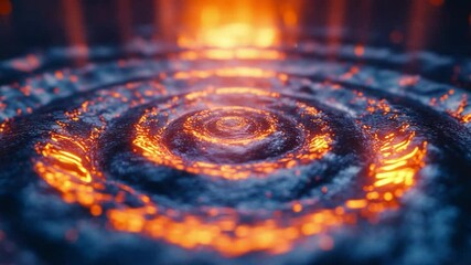 Aufkleber - Molten Core: An artistic rendering of a molten core, with concentric circles of intense heat and fiery light. Witness the raw power and energy of a subterranean realm, visually stunning.