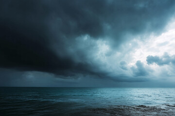 Poster - Stormy sky with dark clouds rolling over ocean, dramatic atmosphere, moody seascape, nature power