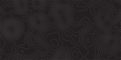 Poster - Abstract white on black background Topographic line map pattern. Contour elevation topographic and textured Background Modern design with black background with topographic wavy patted.	
