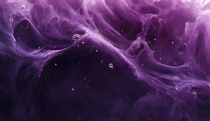 Poster - Abstract purple background with swirling lines and dots, dark background, digital art, wallpaper, 3D rendering, depth of field, bokeh effect