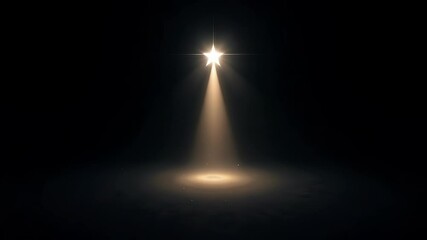 Wall Mural - A solitary radiant star shines brightly in a dark expanse casting a gentle soft beam downwards creating a celestial scene perfect for space exploration themes