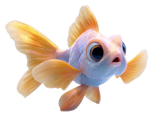 Aufkleber - Whimsical Goldfish Character with Wide Eyes and Golden Fins Illustration
