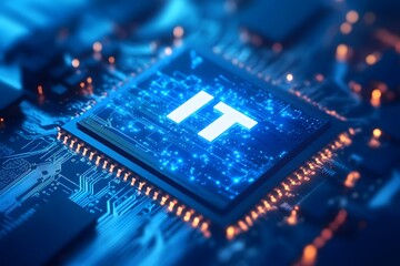 Poster - Digital icon of information technology or circuit board with the text 