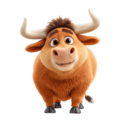 Poster - Adorable Cartoon Bull with a Friendly Expression on a Clean White Background