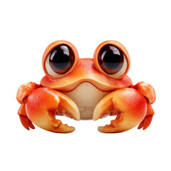 Aufkleber - Whimsical Orange Crab with Large Eyes on a Clean White Background