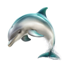 Poster - Digital art rendering of a graceful dolphin leaping out of sparkling water