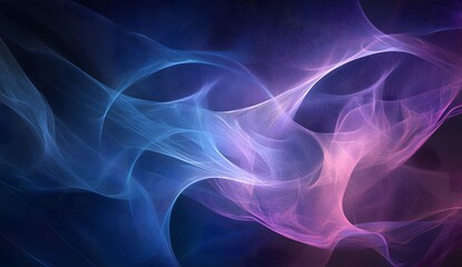 Poster - 3D render of swirling data streams on a black background, with glowing white dots and a color theme of dark blue and light cyan. 