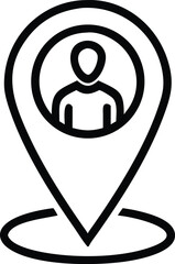 Poster - Person inside location pin icon black and white isolated on white background