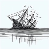Minimalist Sunken a sunken ship