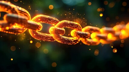 Poster - Illuminated Gold Chain with Sparks and Bokeh Effect in a Night Scene