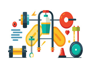 Poster - Colorful fitness equipment illustration isolated on white background
