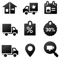 Aufkleber - Collection of modern delivery, sale and technology icons for various design purposes