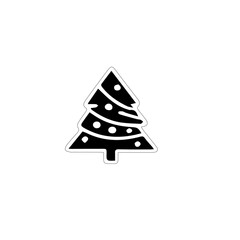 Aufkleber - A simple black and white christmas tree illustration christmas, tree, illustration, black, white, simple, holiday, decoration, ornaments, seasonal, evergreen, pine, winter, festive, graphic, design, c