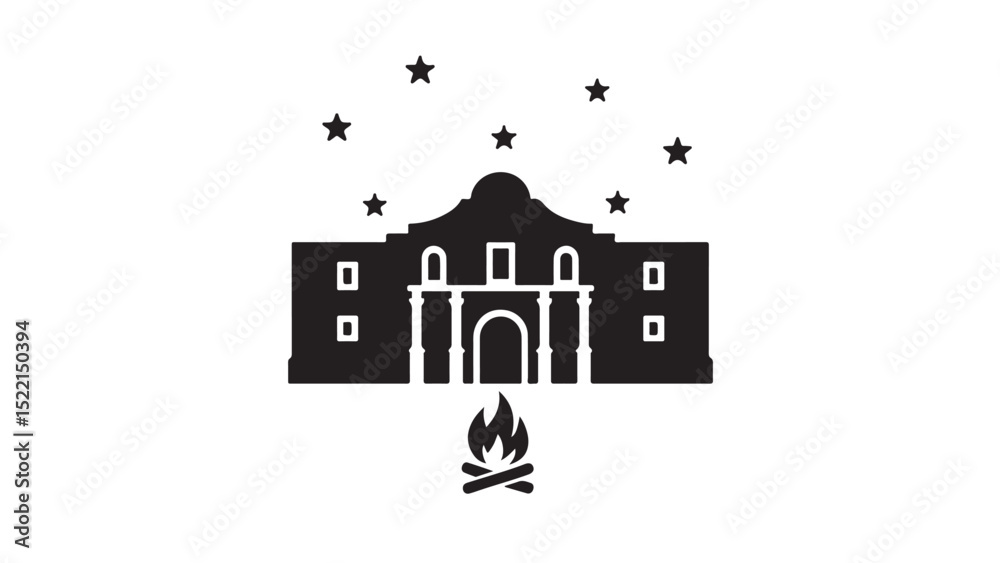 Alamo building silhouette at night with stars Stock Vector | Adobe Stock