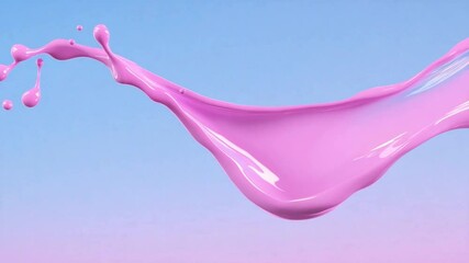 Fototapete - Fluid Motion: Capturing a dynamic splash of vibrant magenta paint against a gradient sky, creating a visually captivating and energetic artwork.