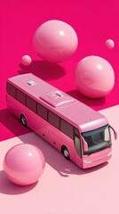 Aufkleber - Modern Pink Coach Bus with Sleek Aerodynamic Design and Vibrant Surreal Lighting for Travel and Group Transportation Marketing