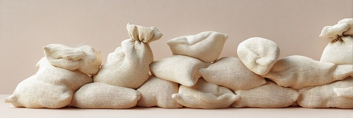 Aufkleber - Sustainable Sandbag Barrier Wall with Detailed Texture and Moisture Protection Symbolizing Community Safety and Climate Resilience Against Floods