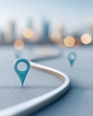 Poster - Minimalistic Urban Logistics Route Map with Location Markers in Soft Daylight for Eco-Friendly Smart City Transport and Intelligent Mobility Solutions