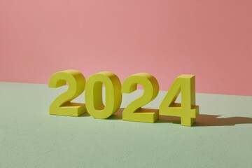 Aufkleber - Vibrant Metal Class of 2024 Desktop Lettering with Retro-Digital Aesthetic and Geometric Patterns for Educational Marketing and Academic Achievement