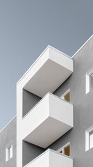 Poster - Modern Residential Apartment Building with Minimalist Balconies and Clean Architectural Lines in Urban Contemporary Housing Design