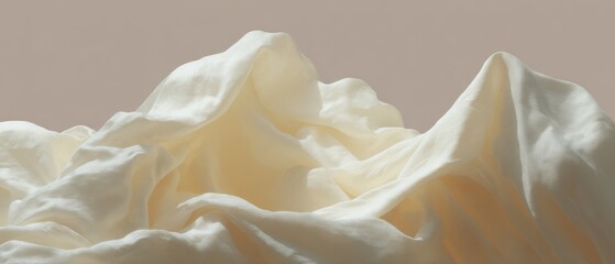 Poster - Soft natural fabric texture in neutral tones with flowing folds, minimal aesthetic for modern interior design and sustainable material trends