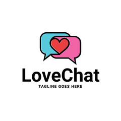 Poster - A modern, minimalist love chat logo featuring a heart blended with speech bubbles, symbolizing connection, communication, and affection in digital relationships
