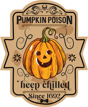 pumpkin poison heep chilled since 1692, Halloween Potion Labels printable and sublimation