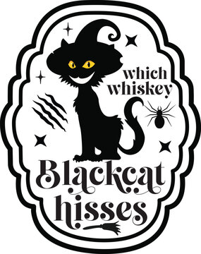Black Cat hisses, Halloween Potion Labels SVG design