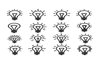 Aufkleber - A collection of light bulb clip art black and white lightbulb, clipart, bulb, idea, innovation, invention, symbol, icon, design, vector, graphic, illustration, energy, electricity, light, solution, br