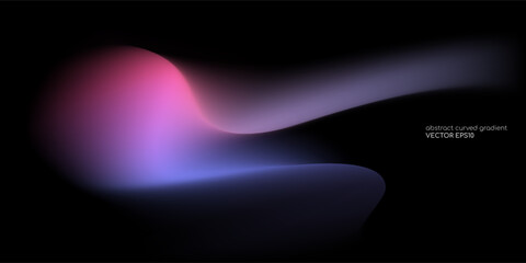 Leinwandbilder - Vector abstract blurred gradient background smooth curve shape with colorful light purple blue on black backgroundGradient Background 019