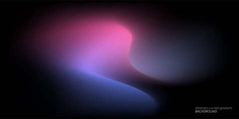Leinwandbilder - Vector abstract blurred gradient background smooth curve shape with colorful light purple blue on black backgroundGradient Background 019