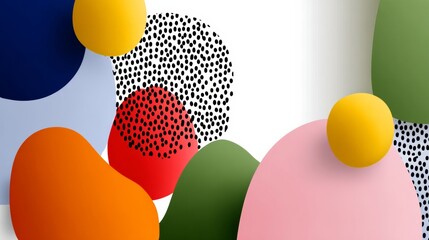 Poster - Colorful abstract background with many different shapes and sizes. The colors are bright and the shapes are all over the place. Scene is playful and fun