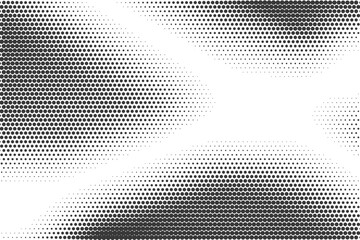 Poster - Dotted pattern background with halftone gradient. Abstract textured rays of light and mirror reflection with fade gradation. Simple digital 80s dotted backdrop.