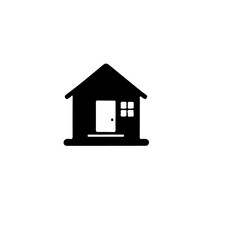 Poster - A simple black and white house icon with door window house, icon, black, white, door, window, simple, home, building, architecture, silhouette, graphic, symbol, estate, property, real, residential, de