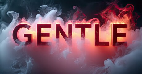 Aufkleber - Dramatic text display. Gentle glows with fiery red, surrounded by swirling smoke. Dark background enhances visual impact.