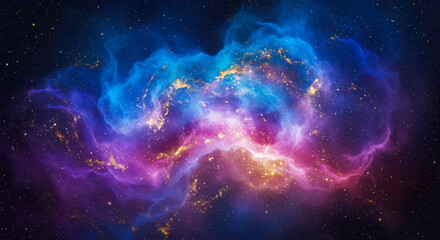 Wall Mural - cosmic nebula galaxy space background purple blue gold stars astronomical phenomena universe explora