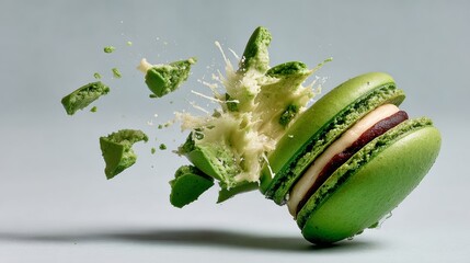 Poster - Green pastry with a bite taken out of it. The pastry is a croissant and the bite taken out of it is a chocolate filling