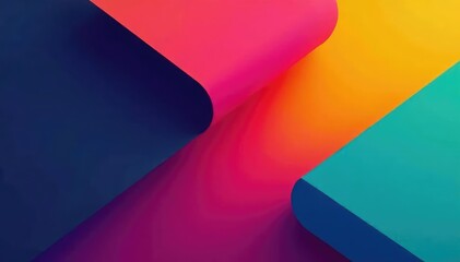 Wall Mural - Geometric shapes, bold hues, minimalist banner design, texture, creative