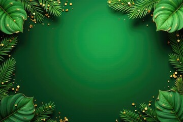 Wall Mural - Lush green background with gold accents, perfect for elegant design projects , golden, luxury